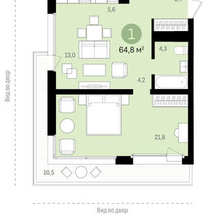 1-к квартира, сданный дом, 55м2, 10/18 этаж