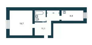 1-к квартира, вторичка, 44м2, 1/5 этаж