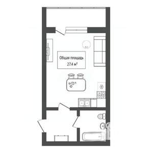 Студия квартира, вторичка, 27м2, 17/17 этаж