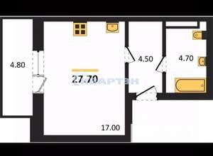1-к квартира, вторичка, 28м2, 10/15 этаж