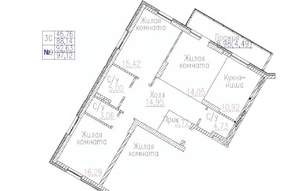 3-к квартира, строящийся дом, 97м2, 2/24 этаж