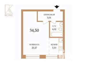 Студия квартира, вторичка, 35м2, 2/4 этаж