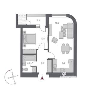 2-к квартира, строящийся дом, 48м2, 5/24 этаж