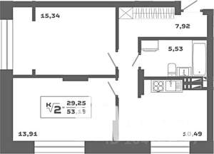 2-к квартира, вторичка, 53м2, 18/19 этаж