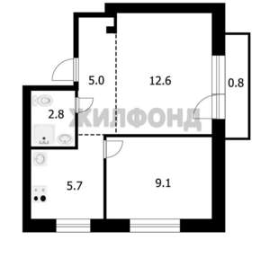 2-к квартира, вторичка, 34м2, 6/9 этаж