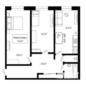 3-к квартира, вторичка, 72м2, 1/3 этаж