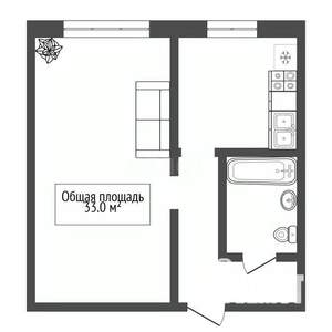 1-к квартира, вторичка, 33м2, 8/9 этаж