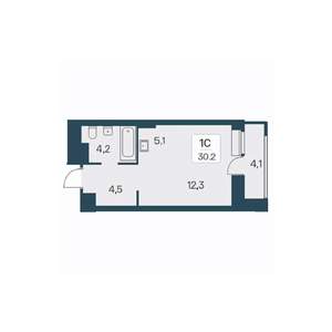 Студия квартира, вторичка, 30м2, 12/30 этаж