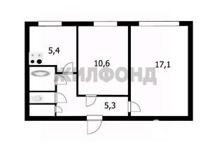 2-к квартира, вторичка, 43м2, 1/5 этаж