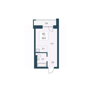 Студия квартира, вторичка, 29м2, 16/22 этаж