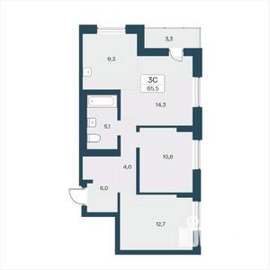 3-к квартира, вторичка, 66м2, 5/17 этаж