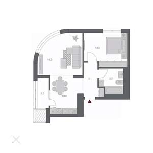 2-к квартира, строящийся дом, 54м2, 3/24 этаж