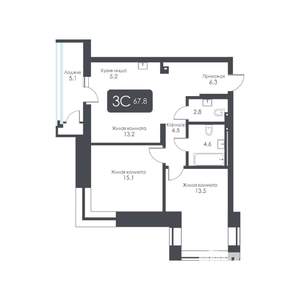3-к квартира, вторичка, 68м2, 2/30 этаж