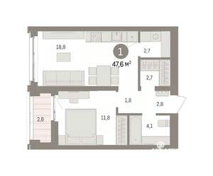 1-к квартира, вторичка, 48м2, 11/16 этаж