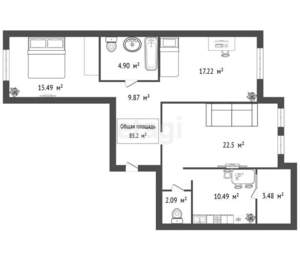 3-к квартира, вторичка, 85м2, 16/17 этаж