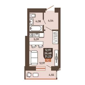 1-к квартира, вторичка, 31м2, 18/19 этаж