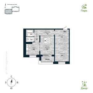 Студия квартира, вторичка, 57м2, 5/25 этаж