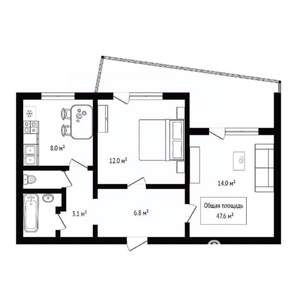 2-к квартира, вторичка, 48м2, 7/10 этаж