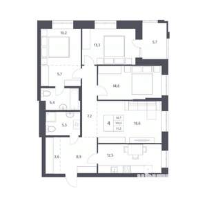 4-к квартира, вторичка, 106м2, 4/11 этаж