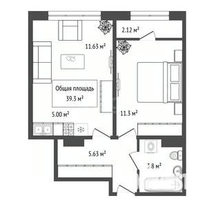 2-к квартира, сданный дом, 39м2, 10/18 этаж