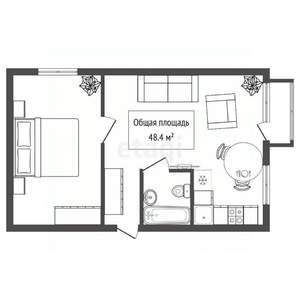 2-к квартира, вторичка, 48м2, 5/5 этаж
