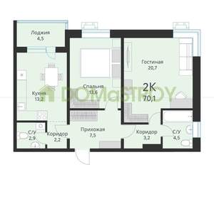 2-к квартира, вторичка, 70м2, 8/15 этаж