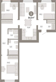 3-к квартира, вторичка, 85м2, 4/17 этаж