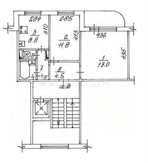 2-к квартира, вторичка, 52м2, 7/10 этаж