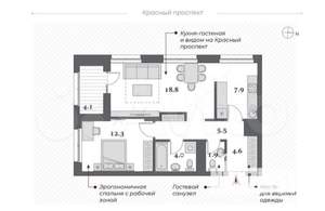 2-к квартира, вторичка, 58м2, 14/25 этаж