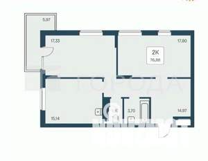 2-к квартира, вторичка, 71м2, 10/25 этаж