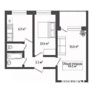 2-к квартира, вторичка, 44м2, 3/9 этаж