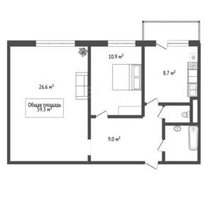 2-к квартира, вторичка, 59м2, 2/11 этаж