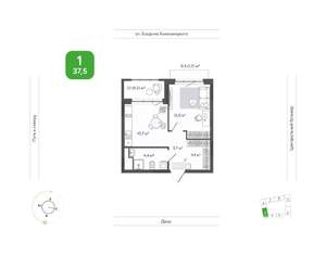 1-к квартира, вторичка, 38м2, 3/14 этаж