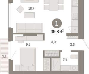 1-к квартира, вторичка, 40м2, 5/12 этаж