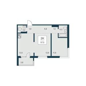 2-к квартира, вторичка, 58м2, 11/17 этаж