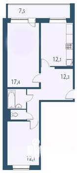 2-к квартира, вторичка, 63м2, 17/17 этаж