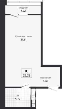 Студия квартира, строящийся дом, 29м2, 4/9 этаж