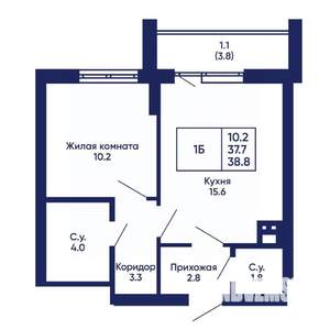 1-к квартира, вторичка, 39м2, 11/14 этаж