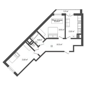2-к квартира, вторичка, 83м2, 17/19 этаж
