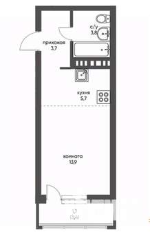 Студия квартира, вторичка, 24м2, 7/16 этаж