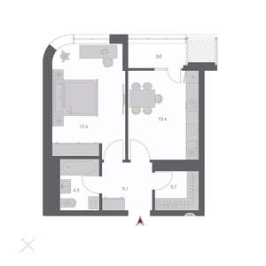 1-к квартира, вторичка, 47м2, 5/24 этаж