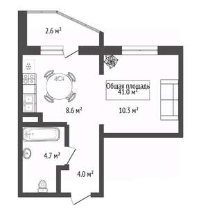 Студия квартира, вторичка, 41м2, 1/17 этаж