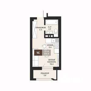 Студия квартира, вторичка, 24м2, 21/22 этаж