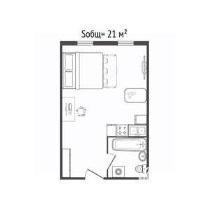 Студия квартира, вторичка, 21м2, 3/10 этаж