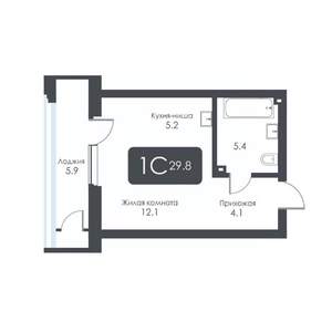 Студия квартира, строящийся дом, 30м2, 2/30 этаж