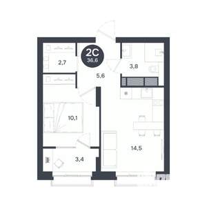 1-к квартира, вторичка, 37м2, 17/17 этаж