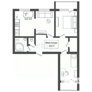 3-к квартира, вторичка, 60м2, 9/9 этаж