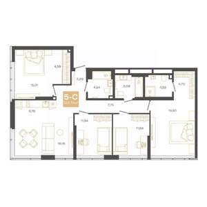 5-к квартира, вторичка, 122м2, 24/24 этаж