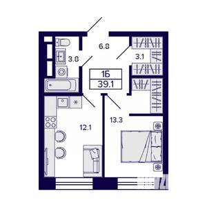 1-к квартира, вторичка, 39м2, 20/23 этаж