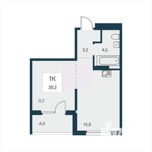 1-к квартира, вторичка, 38м2, 11/17 этаж